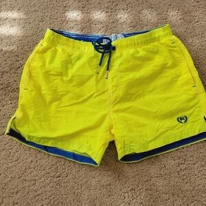 Alcott Yellow Swim Shorts with Blue Trim M